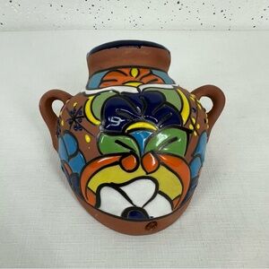 Mexican Talavera Terracotta Cubanito Wall Planter Vase Small 8.5 x 6.5”